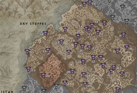 Diablo IV Guide de zone Steppes Arides 100 de renommée Autels