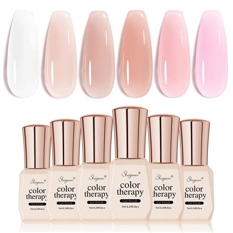 Amazon SHOYUM Jelly Gel Nail Polish Set 6 Colors Nude Gel Polish All Seasons Skin Tones