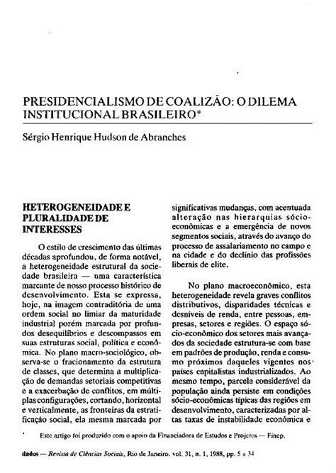 PDF PRESIDENCIALISMO DE COALIZÃO O DILEMA PDF filepresidencialismo