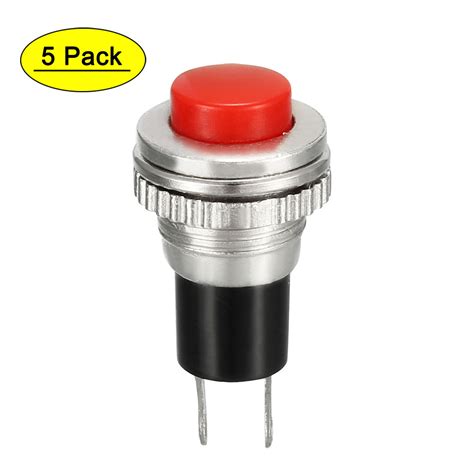 Uxcell 10mm Mounting Red Momentary Push Button Switch SPST NO 5 Pack