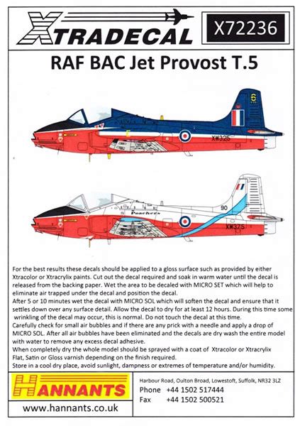 Xtradecal Item No 72236 RAF BAC Jet Provost T 5 Decal Review By Mark