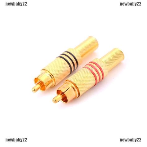 Nby 2 Gold Plated Rca Phono Male ปลั๊กออดิโอวีดีโอ Ad Newbaby22th