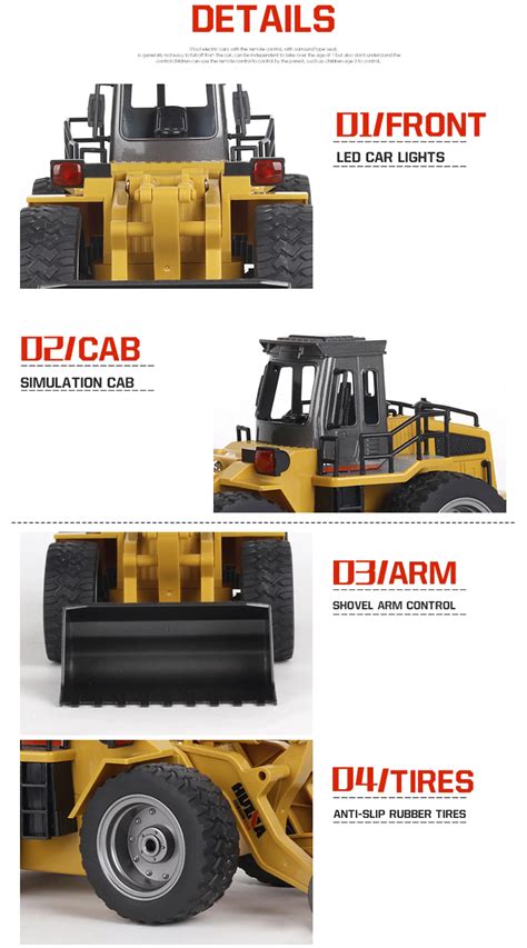 Rc Rtr Huina Ch Metal Bulldozer Front Loader Engineering Car