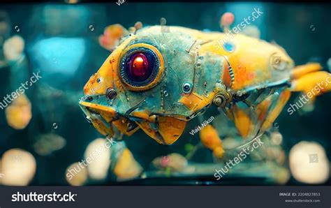 Scary Robot Fish Android Metal Mechanisms Stock Illustration 2204827853