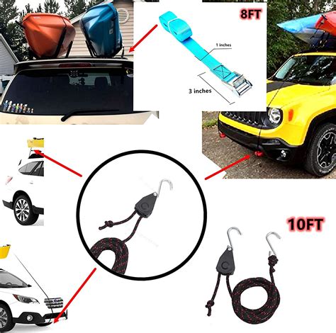 2 Pairs Heavy Duty Kayak Rack With Ratchet Tie Easy Mount On Car Roof Top Crossbar For Kayak