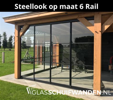 Steellook Glazen Schuifwand Rail Op Maat In De Kleur Mat Zwart