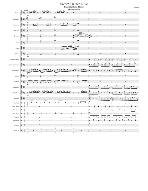 Battle Trainer Lillie Remastered [fanmade] Sheet Music For Piano Accordion Organ Vocals