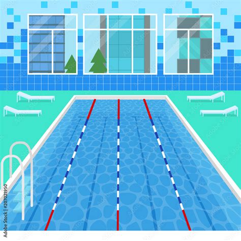 Cartoon Swimming Pool Interior Card Poster Vector Stock Vector Adobe