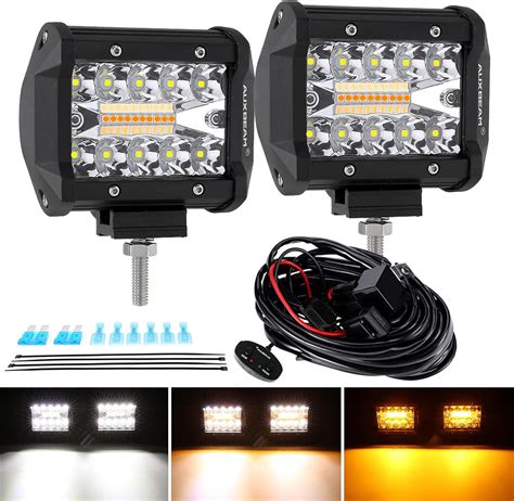 Amazon Auxbeam Led Strobe Light Bar Inch Led Pods W Amber