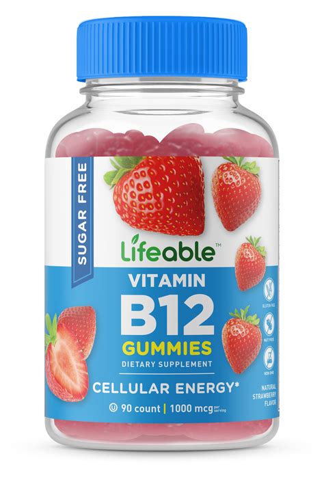 Lifeable Sugar Free Vitamin B12 1000mcg Gummies for Energy and Mood