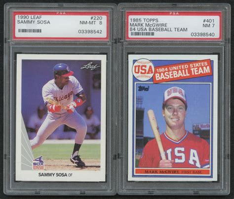 Lot Of 2 Baseball Cards With 1985 Topps 401 Mark McGwire Olympics RC