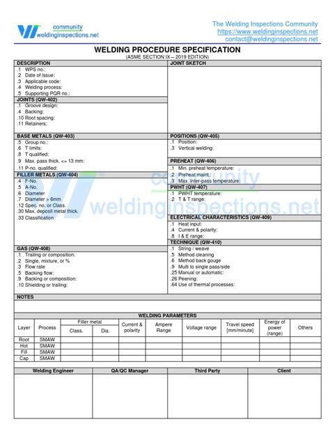 Welding Procedure Specification The Welding Inspections Community Welding Materials