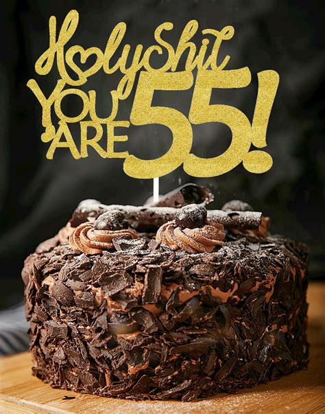 55 Cake Toppers 55 Birthday Cake Toppers Gold Glitter Funny 55th Cake Topper For