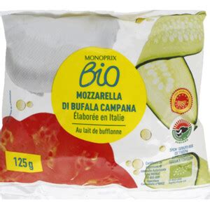 Monoprix Bio Mozzarella Di Bufala Campana AOP 125g Monoprix Courses