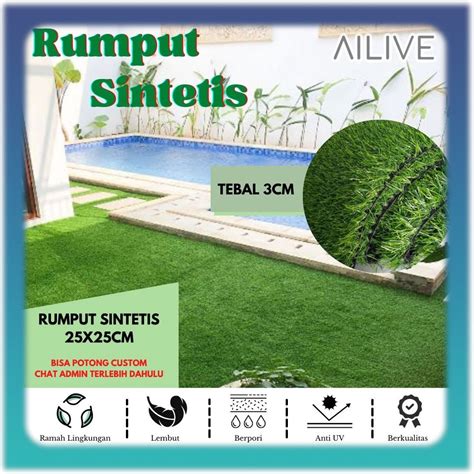 Jual Karpet Rumput Sintetis 35mm Ukuran 25x25cm Rumput Palsu Artificial