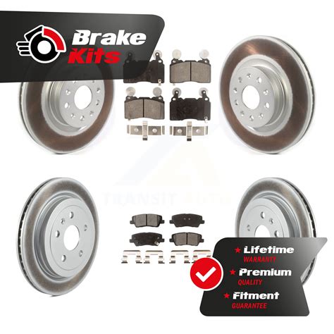 Front Rear Coated Brake Rotor Semi Metallic Pad Kit For