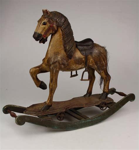 Solid Wooden Hand Carved Rocking Horse With Leather Saddle Catawiki