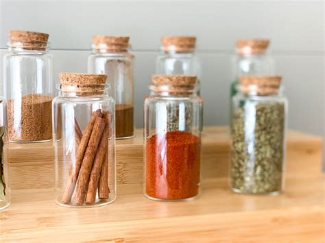 Labelled Spice Jars With Cork Lid Set Of 6 Home Etsy Australia