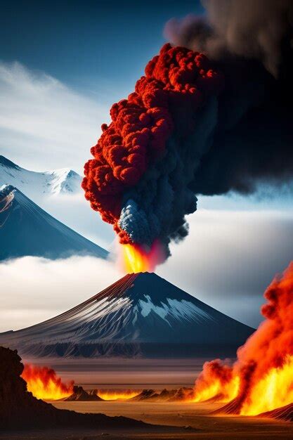 Premium Photo A Volcano Erupting With Smoke And Fire