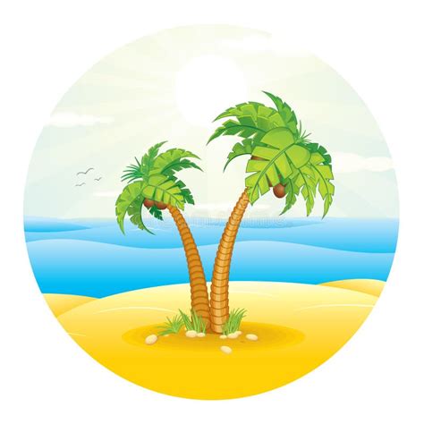 Playa Tropical De La Isla Ejemplo Del Vector Ilustración del Vector