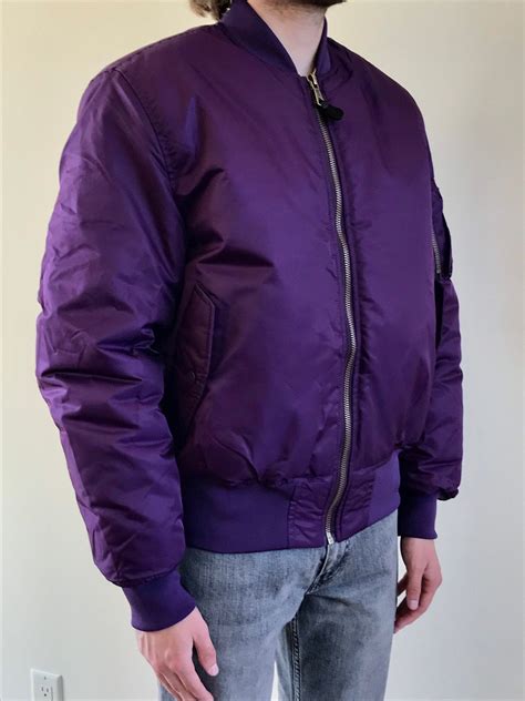 Nylon Ma 1 Military Bomber Jacket Purple Etsy