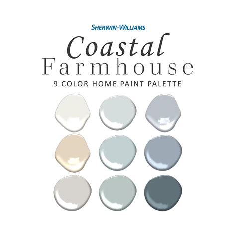 Coastal Farmhouse Paint Color Palette Sherwin Williams Beach Etsy In 2023 Farmhouse Paint