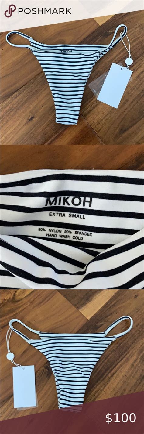 Mikoh Sao Paulo Swim Bikini Bottom Striped XS Brazilian Bikini