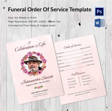 Funeral Order Of Service Template Examples