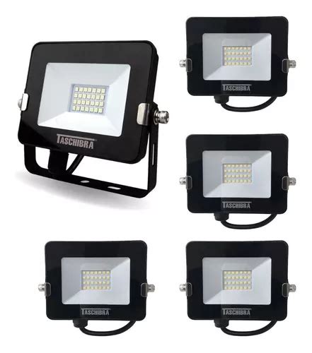 5 Refletor Holofote Led Preto 20w 3000k Taschibra 110v Frete grátis