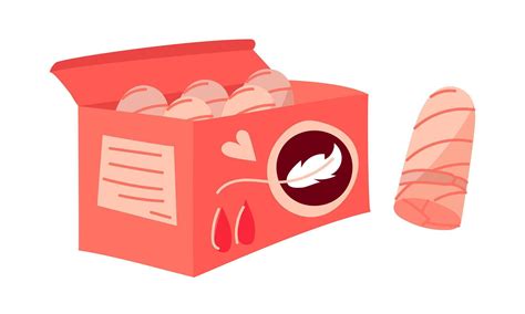 Box Of Tampons Cute Hand Drawn Menstrual Tampons Isolated By Vector Illustration Package Of