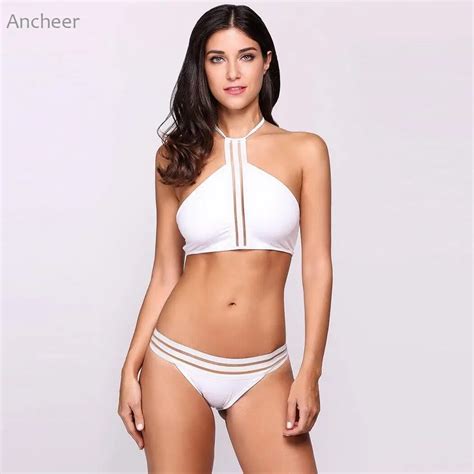 Swimwear Women Halter Hollow Out Split Bikini Set Solid Swimwear