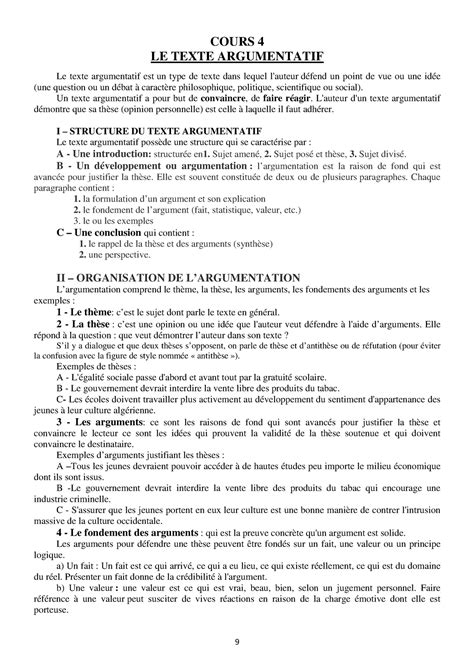 Structure Du Texte Argumentatif Cours Le Texte Argumentatif Le