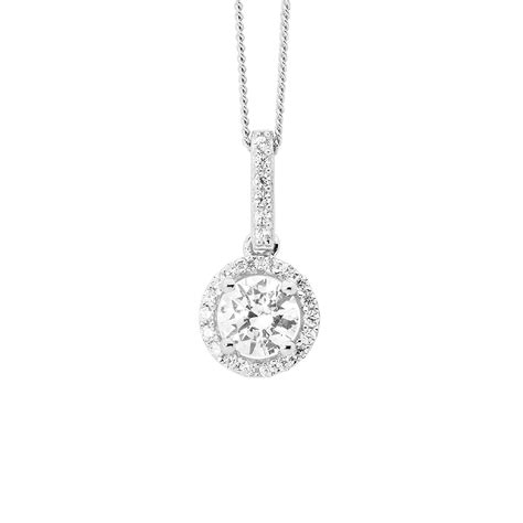 Silver Cz Round Halo Drop Pendant Knights The Jewellers Online