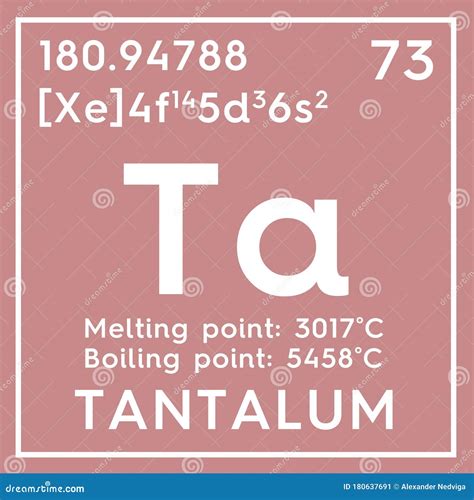 Tantalum As Element 73 Of The Periodic Table 3D Illustration On Orange