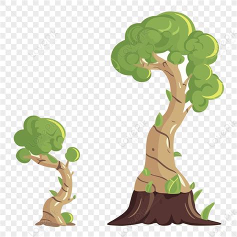 Growth Clipart Cartoon Tree Trunks And Leaves Vector Illustration ...