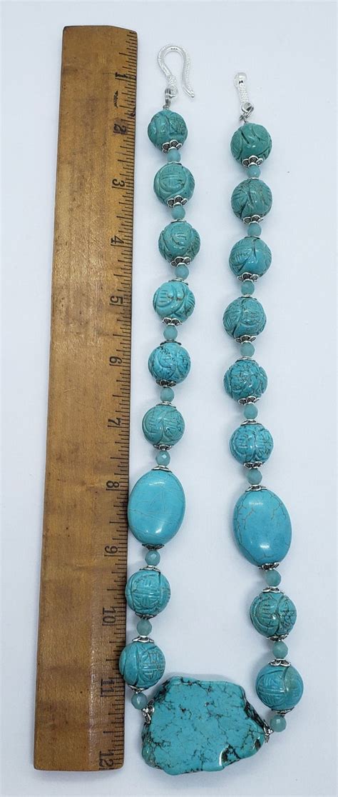 Genuine Turquoise Chunky Necklace Hand Crafted Natu Gem