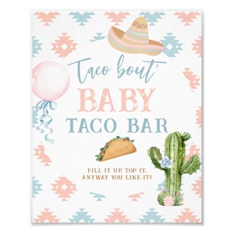 Taco Bout Baby Blue And Pink Taco Bar Sign Zazzle