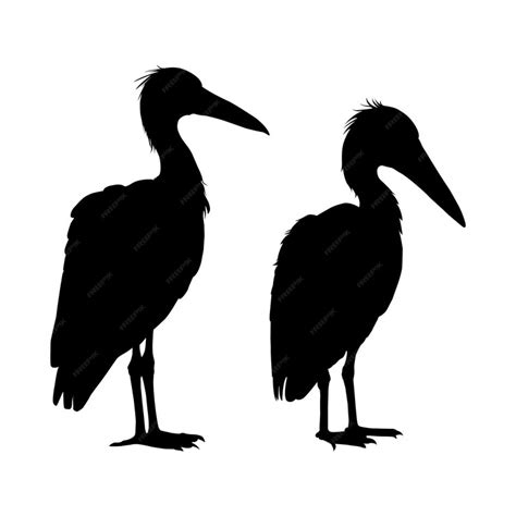Premium Vector Stork Silhouette On White Background