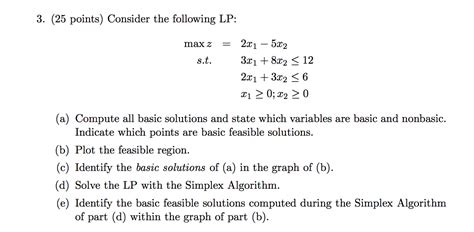 Solved 3 25 Points Consider The Following Lp Max Z 2x1