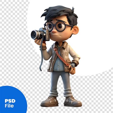 3d Rendering Eines Kleinen Jungen Mit Fernglas Und Rucksack Psd Vorlage Premium Psd Datei