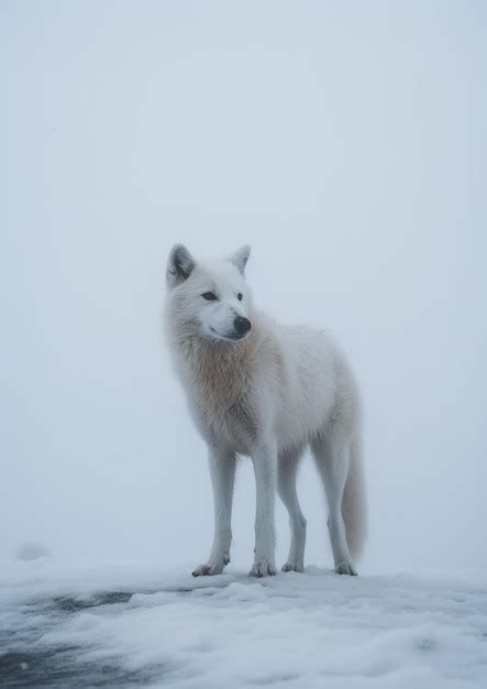 Premium Ai Image White Alpha Wolf In Winter Graceful Majesty In The