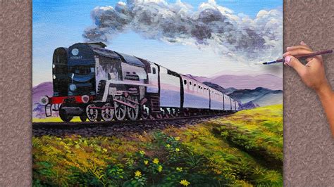 Old Train Step By Step Acrylic Painting Full Tutorial Summer