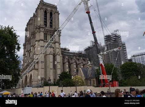 Paris France July 13 2023 Notre Dame De Paris Cathedral Under