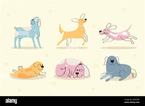 Cute Six Dogs Animals Stock Vector Image And Art Alamy