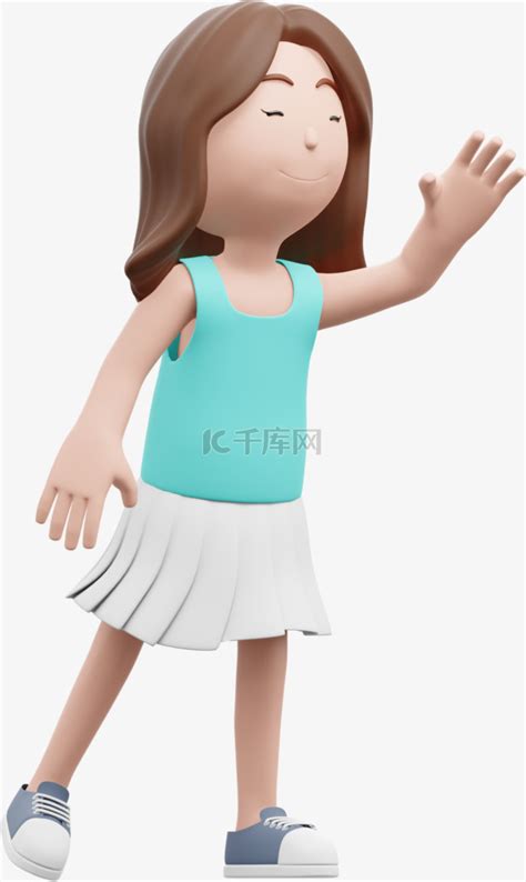 漂亮3d白人女性正面招手优雅再见姿势素材图片免费下载 千库网