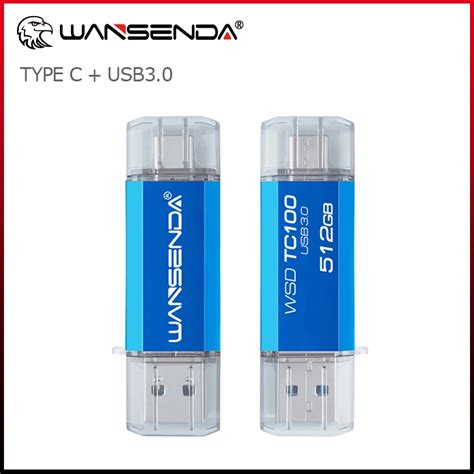 WANSENDA OTG Type C USB Flash Drive 512GB 256GB USB 3 0 Pen Drive 128GB