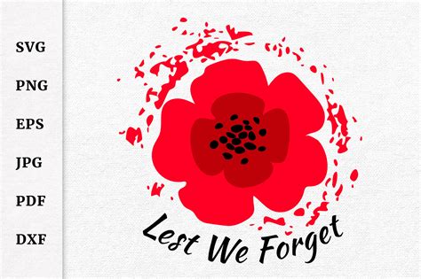 Lest We Forget Remembrance Day Poppy Armistice Day SVG By OksvminDesign | TheHungryJPEG