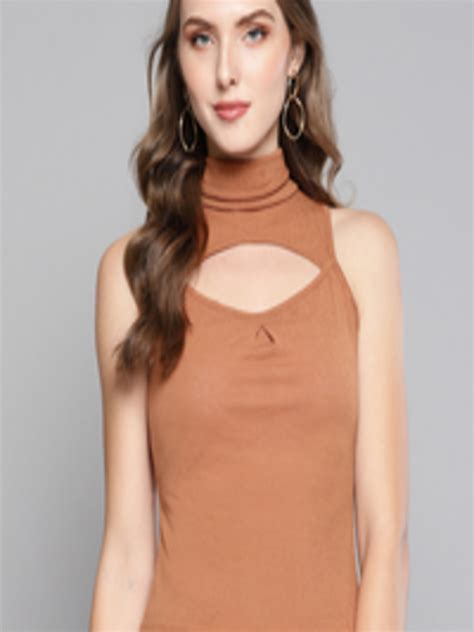 Buy Veni Vidi Vici Women Rust Brown Solid Top Tops For Women 10054593