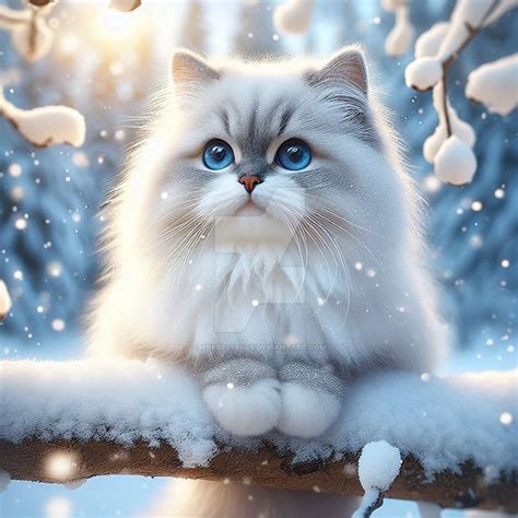 Snow cat winter digital illustration by xRebelYellx on DeviantArt