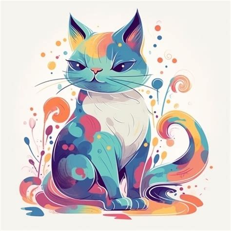 Premium Photo | Colorful cute cat illustration18